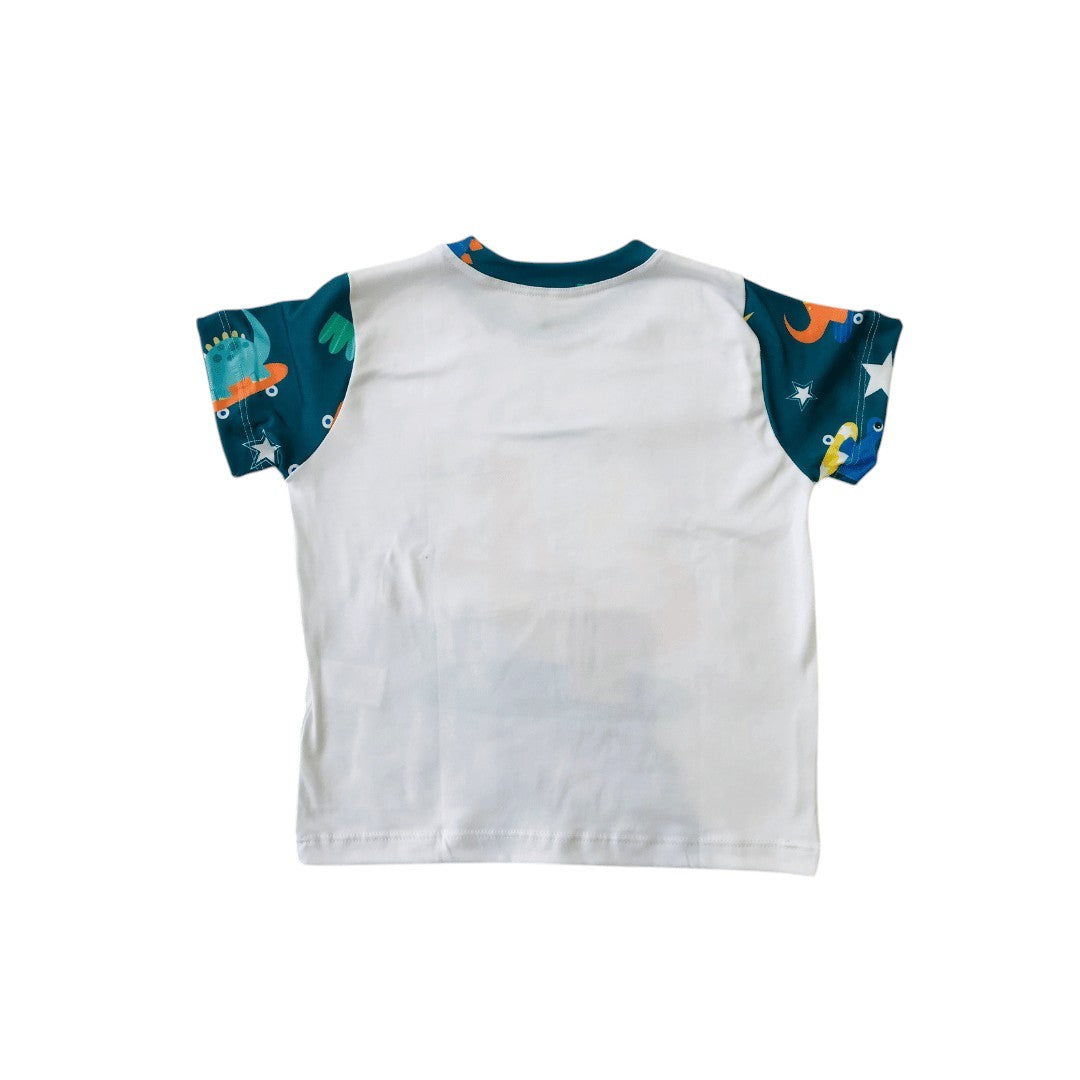 Pijama Infantil Manga Curta Dinossauro Skate