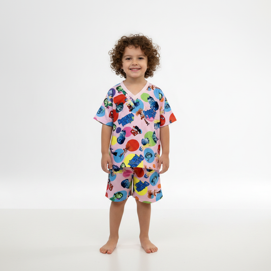 Pijama Infantil Manga Curta Divertidamente Rosa