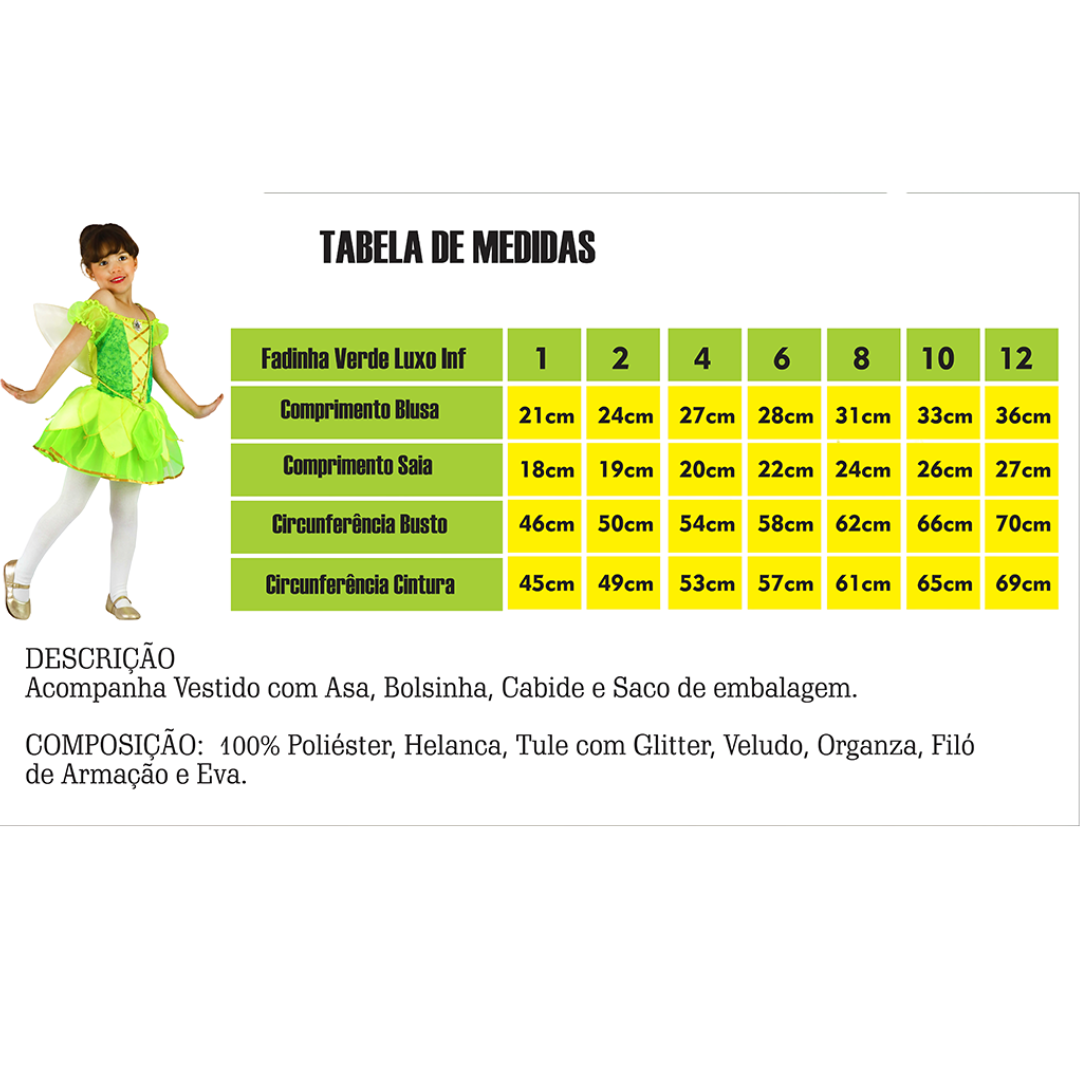 Fantasia Infantil da Sininho Luxo