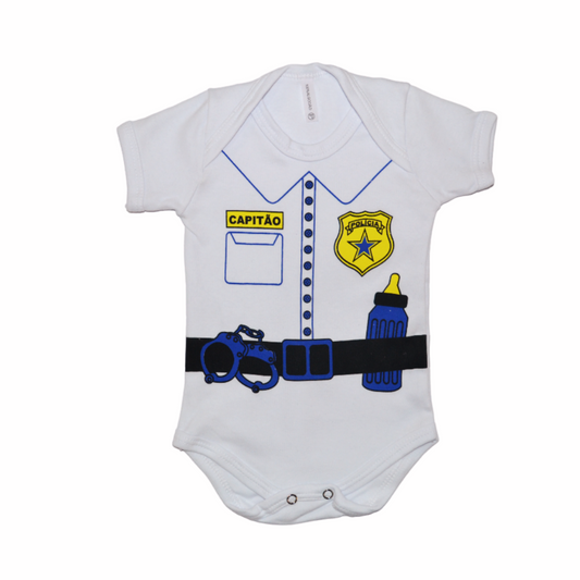 Body Bebê Policial Branco