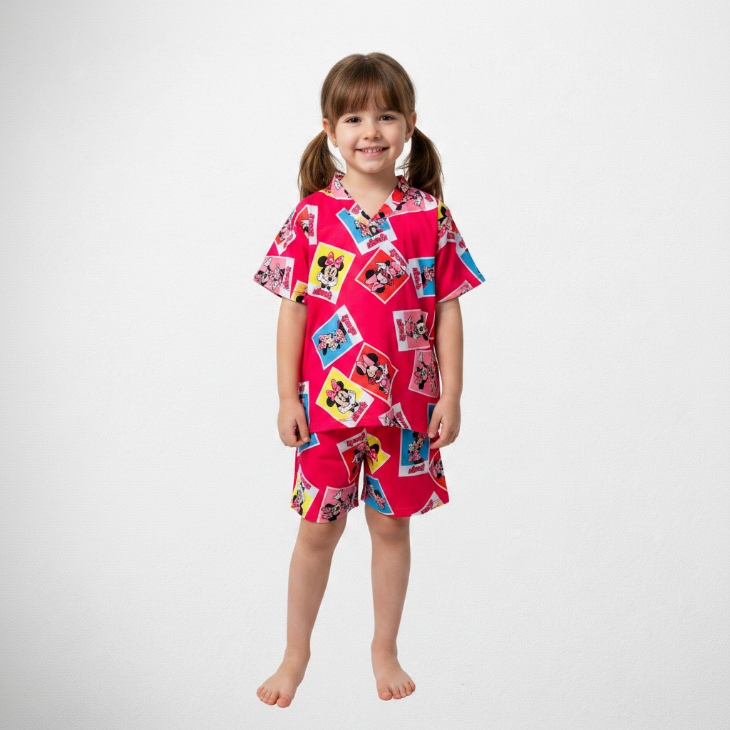 Pijama Infantil Manga Curta Minnie Pink