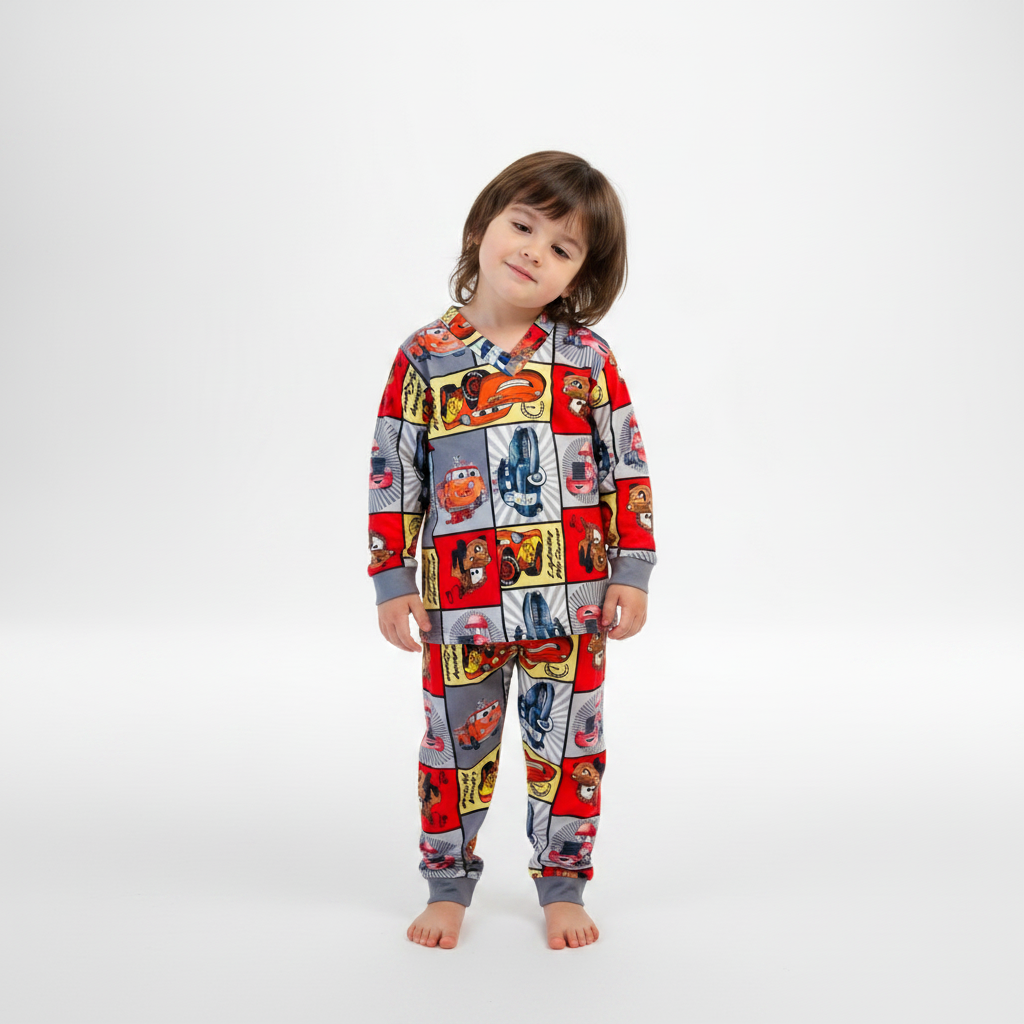 Pijama Infantil Manga Longa McQueen Cinza