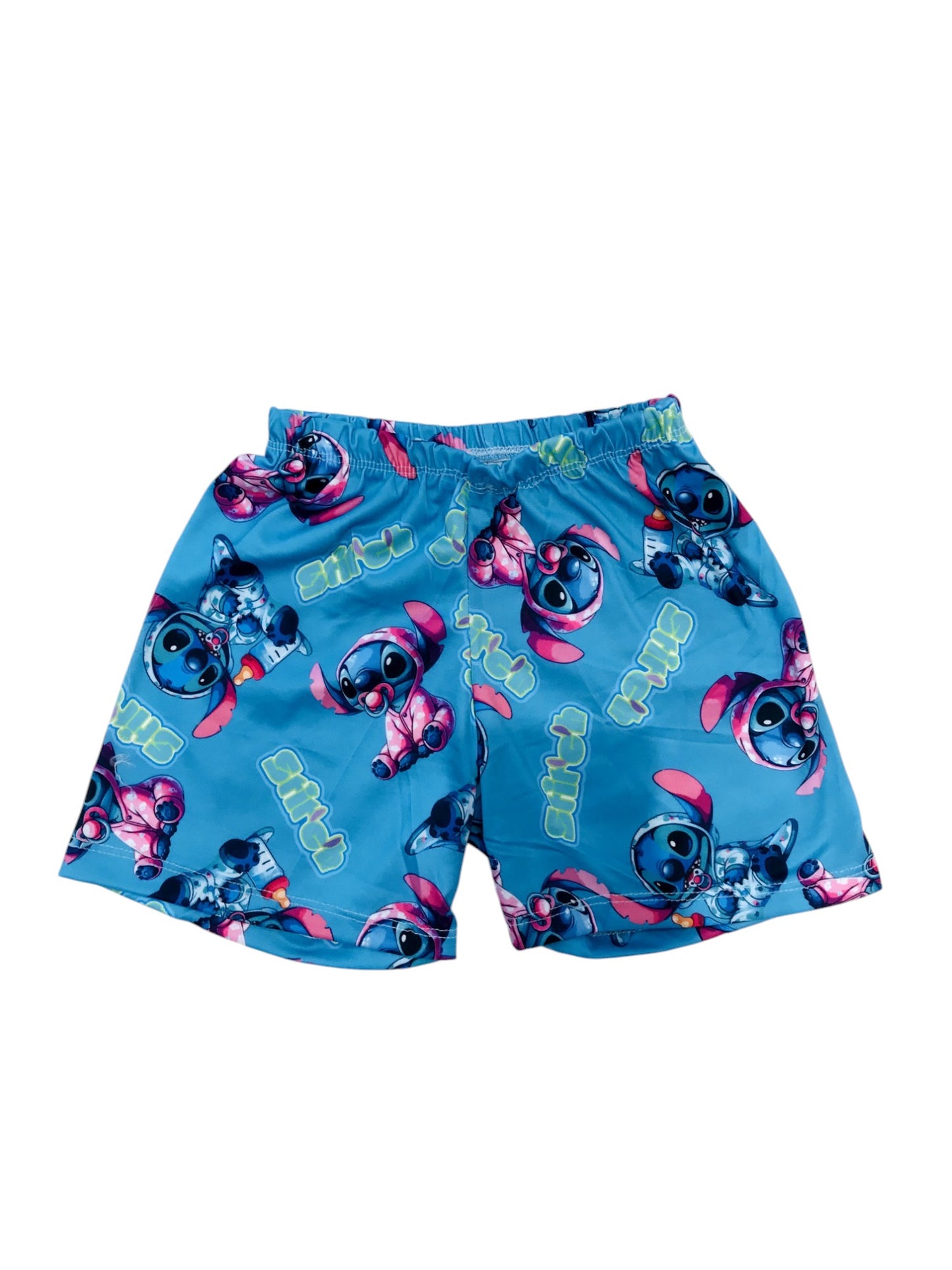 Pijama Infantil Manga Curta Stitch Azul