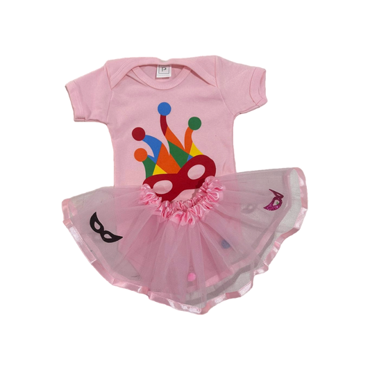 Saia Tule Bebê Carnaval Rosa