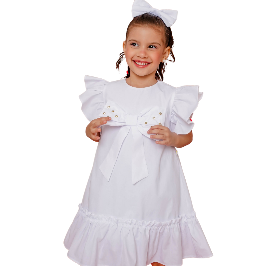 Vestido Infantil Laço Strass