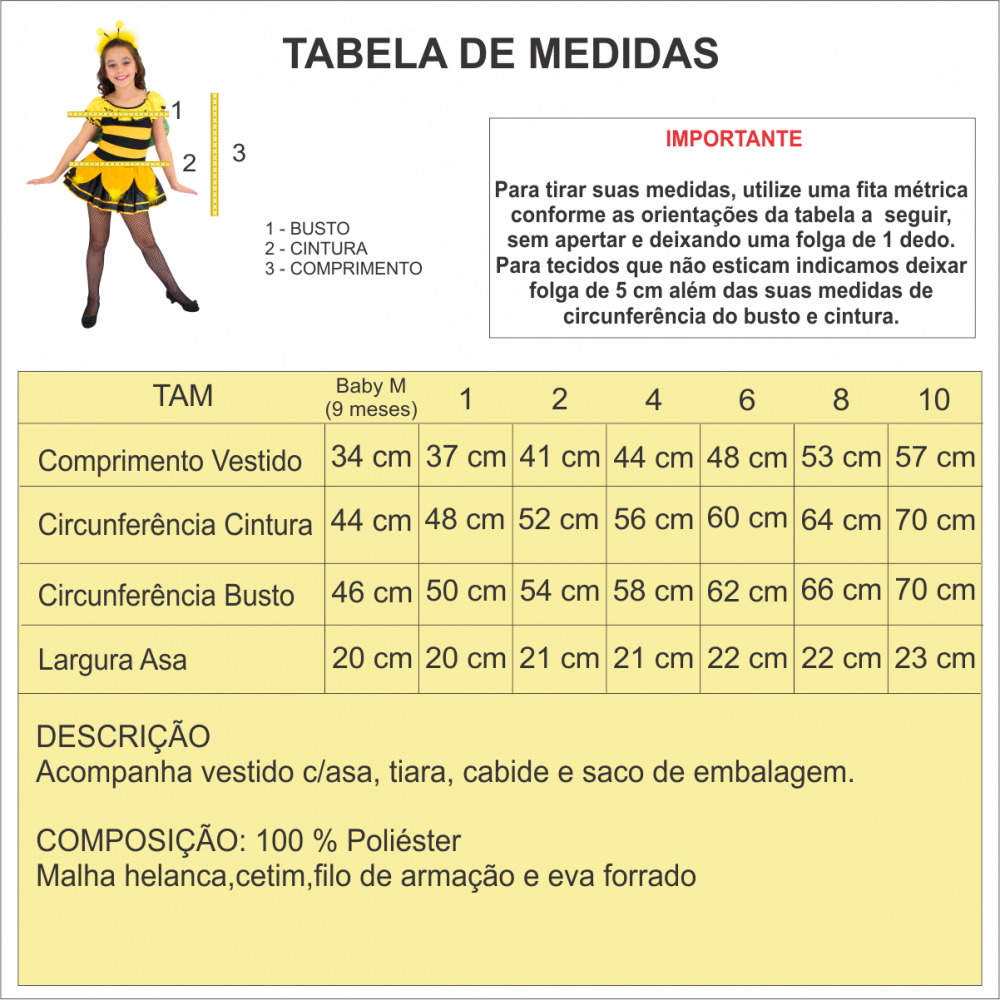 Fantasia Infantil Abelhinha Luxo