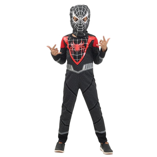 Fantasia Infantil Menino Aranha Longo Preto com Vermelho