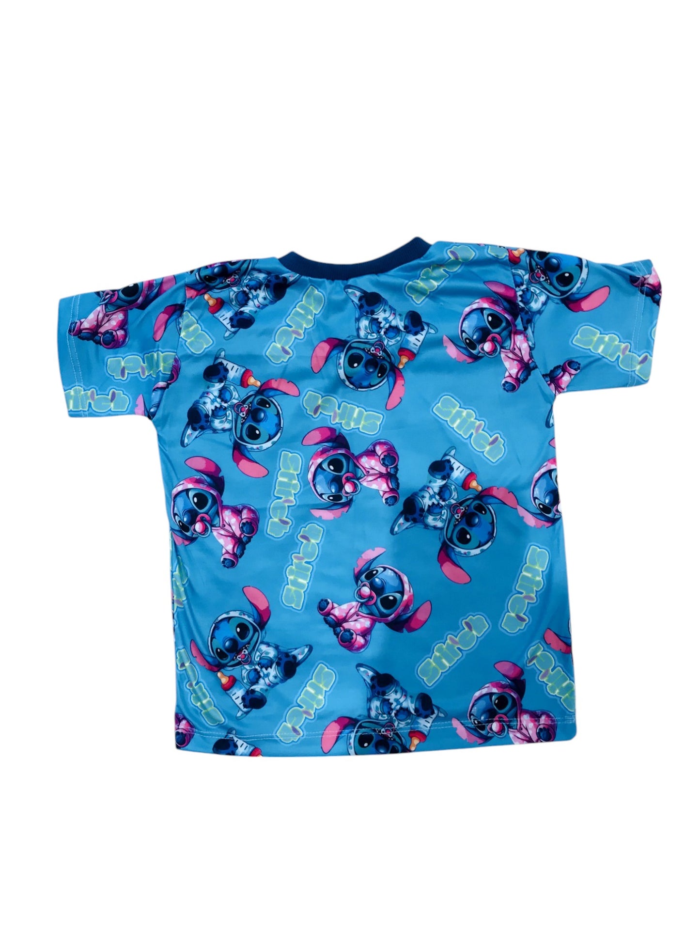 Pijama Infantil Manga Curta Stitch Azul