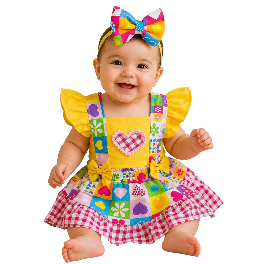 Romper Bebê Festa Junina Coração