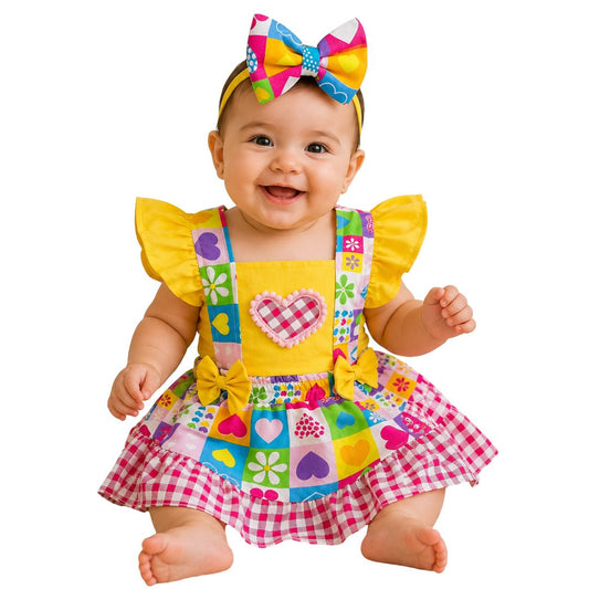 Romper Bebê Festa Junina Coração