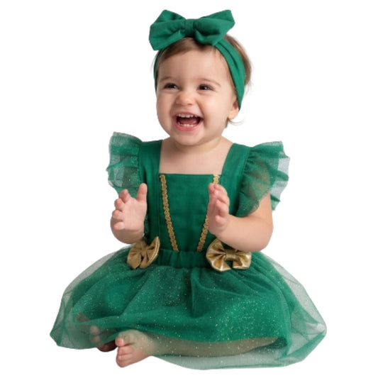 Romper Bebê Natal Verde Luxo