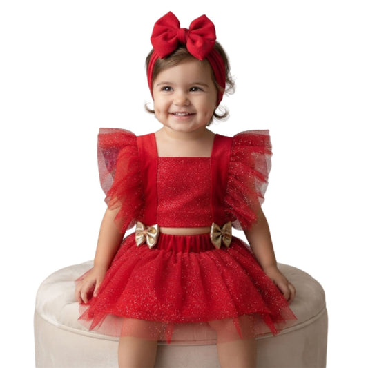 Romper Bebê Natal Vermelho Luxo